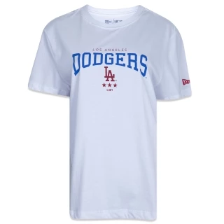 Camiseta Feminina Regular MLB Los Angeles Dodgers Manga Curta Branca